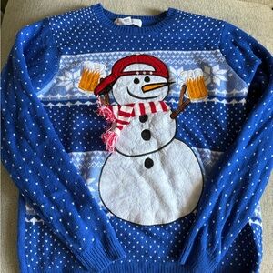 Bally Festive Blue Snowman Crewneck Sweater